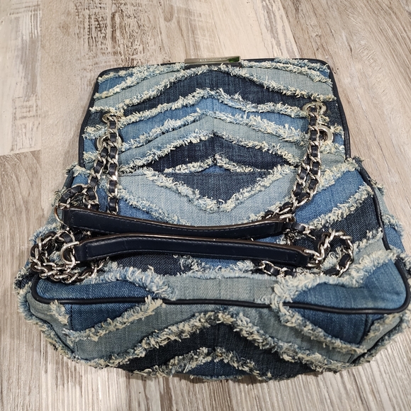 Michael Kors Denim Fringe Chain Shoulder Bag - Blue - Picture 9 of 13